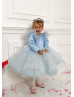 Sky Blue Satin Snowflake Keyhole Back Flower Girl Dress Sky Blue Satin Snowflake Keyhole Back Flower Girl Dress